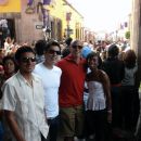 Looking at the parade before dinner