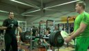 Three Olympics qualifiers working out in the weight room