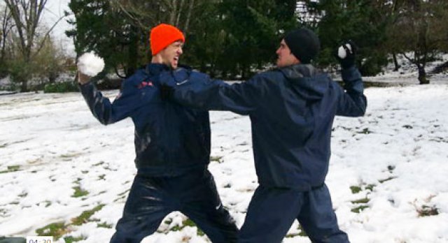 Olympic Snow Fight in Eugene - Funniest Athlete, Best of 2012