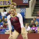 Oklahoma gymnast  Keeley Kmieciak at the Metroplex Challenge